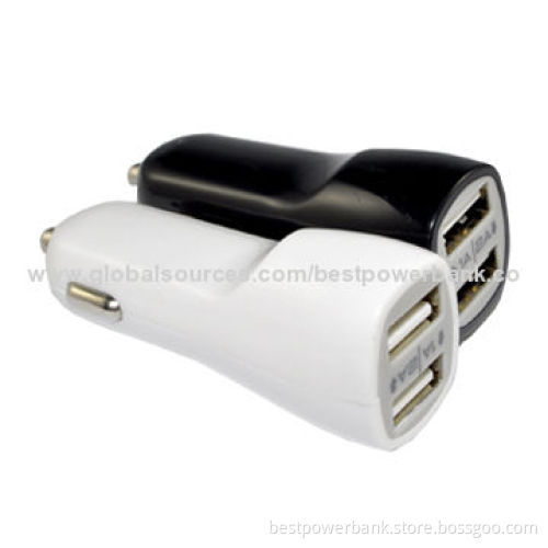 Electric Type and Mobile Phone Use USB Car Chargers, 5V/2.1A Output, Made of ABS